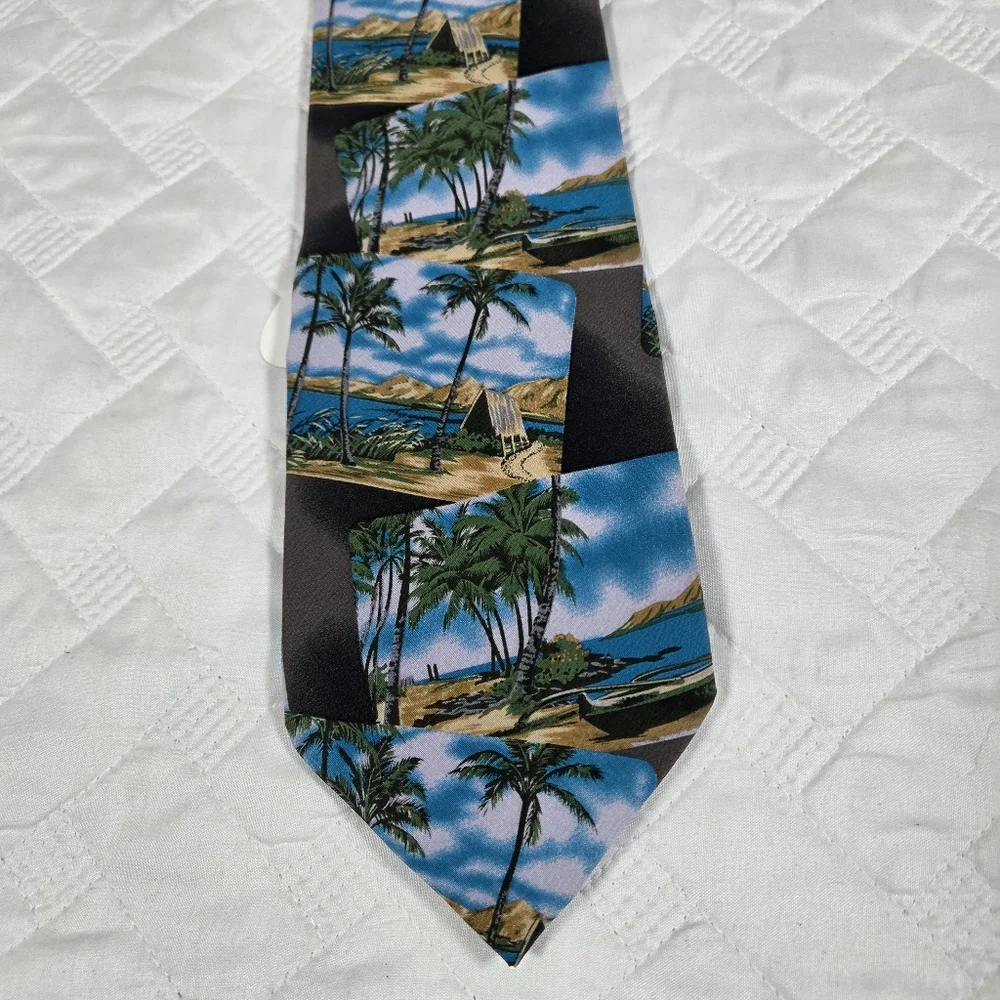 Tommy Bahama Multi-Color Tropical Islands Stranded in Paradise All Silk Neck Tie